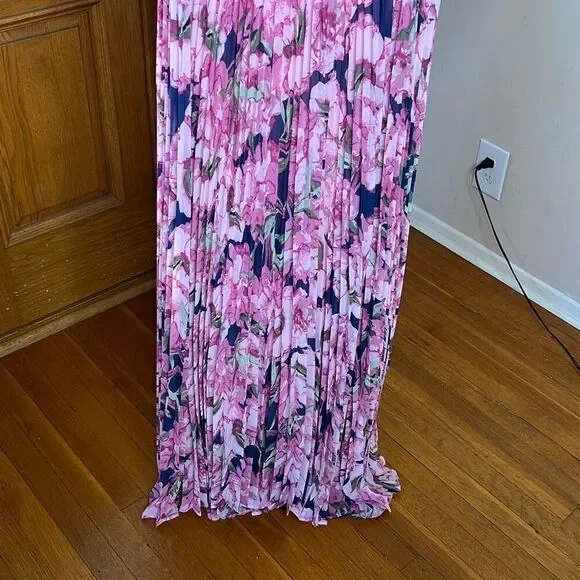 Petal & Pup HILARY PLEATED MAXI DRESS - PINK FLORAL XSmall New - Picture 5 of 12